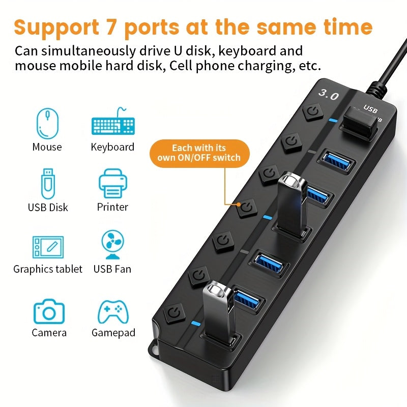 USB Hub 3.0 7 portów